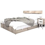 Cama Box Base Sommier 2 Plazas Multifuncion  Madera Laqueada