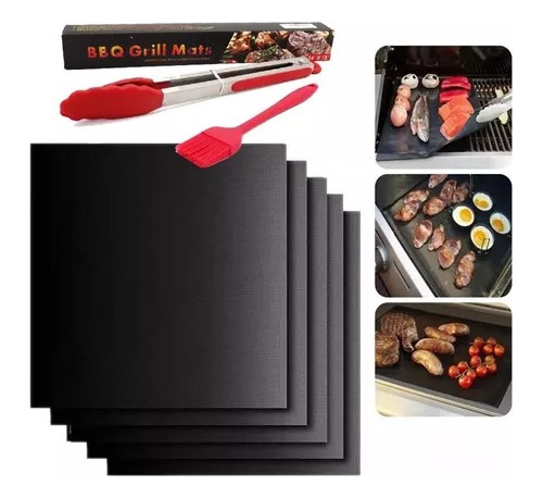 Kit Bbq Láminas Antiadherentes Asados Parrilla+ Accesorios