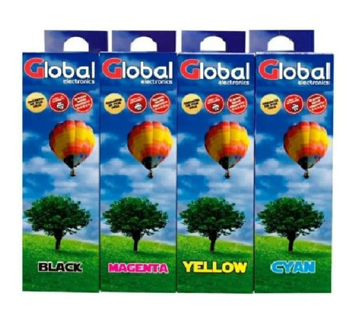 Combo Tinta Global 250ml X 4u Sistema Continuo Y Cartuchos