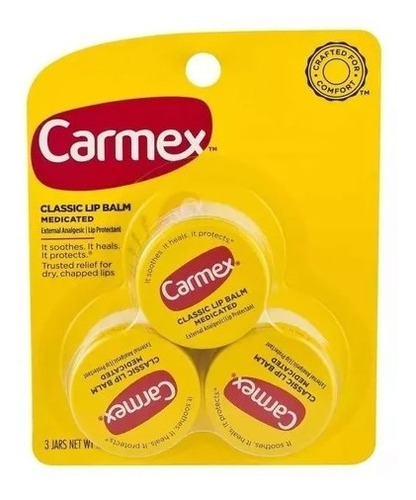 Carmex Bálsamo Labial Original 100% Lata.  Envase X 3