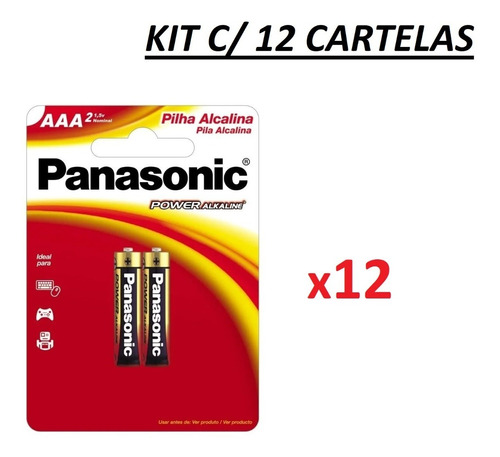 Pilha Panasonic Aaa Palito Alcalina Kit C/12 Cartelas- 24uni