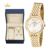 Relógio Champion Feminino Ref: Ch24919w Dourado + Semijoia