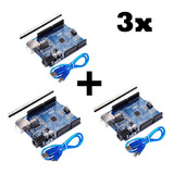 3x Placa Compatível Com Arduino Uno Atmega328 Smd + Cabo Usb