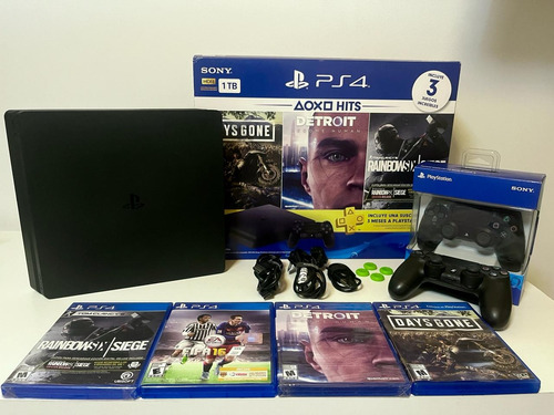 Sony Playstation 4 Slim 1tb + 2 Joysticks + 4 Juegos + Caja