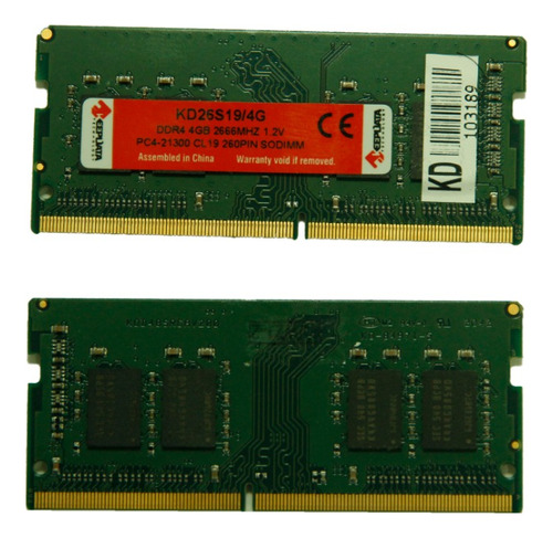 Memória Ram Notebook Ddr4 4gb 2666mhz Keepdata Kd26s19/4g