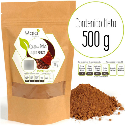 Cacao En Polvo - Orgánico 500 Gramos