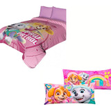 Frazada Cobertor De Paw Patrol Matrimonial + Almohada Larga