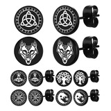 Set De 6 Pendientes Vikingos Thor Nórdicos Para Hombre