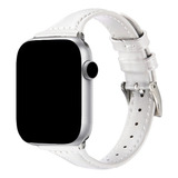 Pulseira Slim Fina Couro Luxo Para Apple Watch Series E Iwo Cor Branco