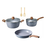 Set 3 Ollas Sarten Interior Ceramico Antiadherente Cacerola