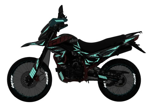 Kit Stickers Tapas Y Rines De Moto Italika Dm200 2025