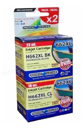 Pack Tinta De Impresora Pcolor Para Hp 662xl Negro/color