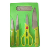 Juego Set Cuchillos X5 Piezas Tijeras Tabla Picar Cocina