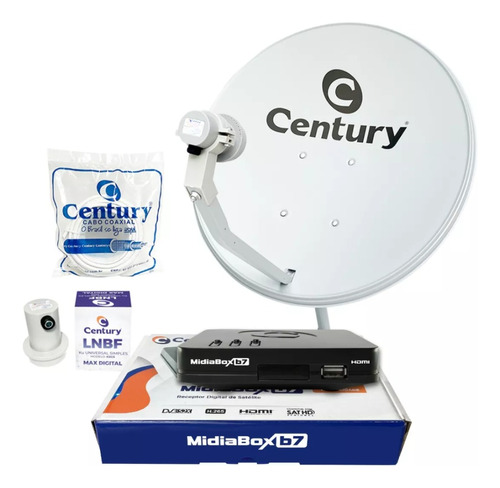 Kit Century Antena Parabólica Ku Midia 60cm Box Midiabox B7