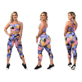 3 Conjunto Legging Corsário Top Roupas Para Academia A07