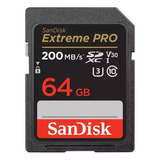 Tarjeta Sd 64 Gb Sandisk Extreme Pro 4k V30 Uhs-i U3 200 Mb/