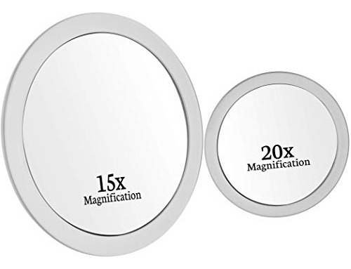 Mirrorvana 15x Y 20x Juego De Espejos De Aumento Con Ventosa