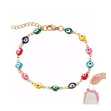 Pulsera Ojo Turco Baño De Oro Nice Mujer Proteccion Suerte