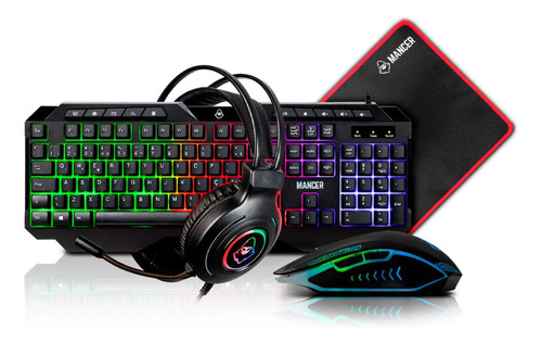 Kit Gamer 4x1 Teclado + Mouse+mousepad + Headset Mancer Orc.