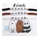 Pulseras Escandalosos Amigos Letras Pardo Panda Polar Tejida