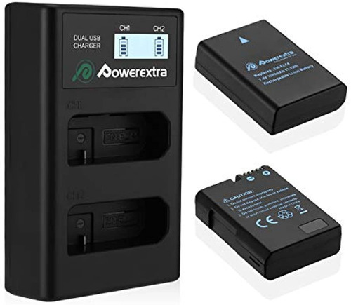 Powerextra 2 X En-el14 En-el14a Bateria Y Cargador Lcd Dual