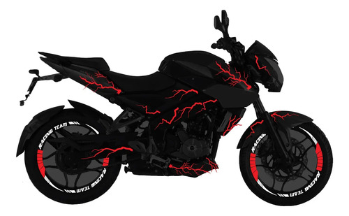 Kit Sticker Rayos Reflejante Tapas Y Rines Moto Pulsar Ns200