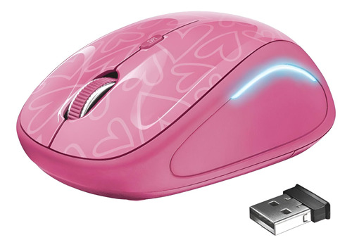 Mouse Inalambrico Rosado Retro Iluminado Rgb Trust Yvi 22336