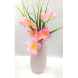 Vaso Rosa Porcelana Vitrificado Alto Brilho Obs: Com Flores 
