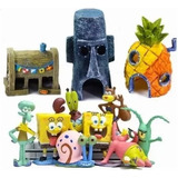 Figura De Bob Esponja De 11 Piezas+15 Cm, Modelo De Casa