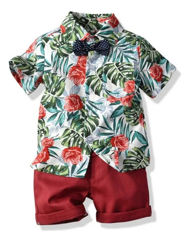 Conjunto Ropa De Niño Camisa - Short - Corbatín...002