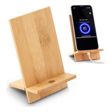 Soporte Para Móviles Eco Bamboo Orificio Para Cable Celular