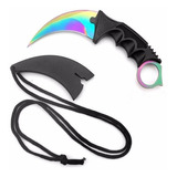 Cuchillo Negro Karambit Cs Go Rainbow Sharp Con Funda Y Cable