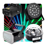 Combo Luces Led Dj Bola + Proton 18 + Laser + Flash Premium