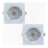 Par 02 Spot Led Authentic Quadrado 7w Luz Amarela 3000k 110v/220v