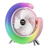 7 Colores 3 De Velocidad Recargable Lámpara Mini Ventilador Estructura Rosa Aspas Blanco Diámetro 6   Material De Las Aspas Plástico