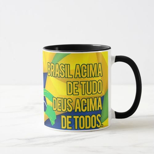 Caneca Jair Bolsonaro Brasil Acima De Tudo-fundo/alça Preta