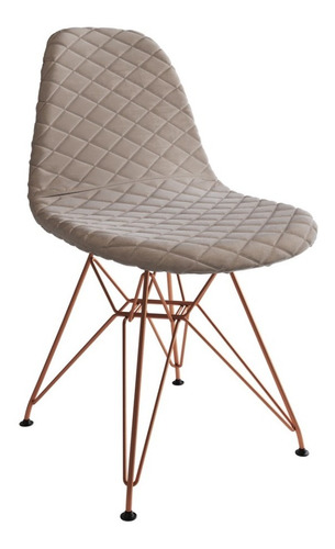 Cadeira De Jantar Eames Eiffel Base Cobre Assento Estofado