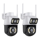 Kit 2 Câmeras De Segurança  Wi-fi Smart Dupla Lente 3mp Vigilância Cor Branco