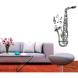 Adesivo De Parede Decorativo Saxofone Sax Música Vintage