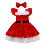 Vestidos De Fiestas Niñas De Malla Rojo De Navidad 2 Piezas