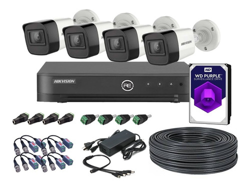 Kit De Seguridad Hikvision Dvr 8ch 1080p + 4 Camaras Full Hd
