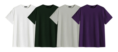 Kit De 4 Playeras Oversize Algodón Peinado Varios Colores