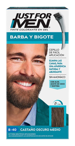 Just For Men Tinte Permanente Barba Y Bigote Castaño Obscuro