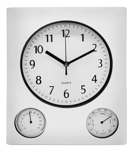 Reloj De Pared, Analógico, C/temperatura Y Humedad - 13065 Estructura Blanco