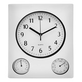 Reloj De Pared, Analógico, C/temperatura Y Humedad - 13065 Estructura Blanco