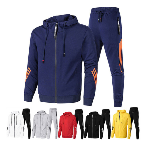 Conjunto De Sudadera Deportiva A Rayas Para Hombre De Dos Pi