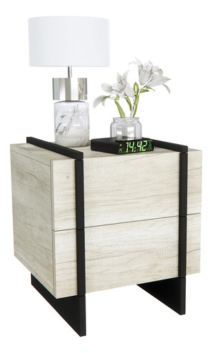 Mesa De Luz 2 Cajon Moderna Mesita Melamina Minimal Helsinki