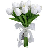 Flores Artificiales 15 Tulipanes C/luces Led Navidad Deco -w