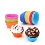 Set X 12 Moldes Silicona Cupcake Muffins Pirotin Repostería