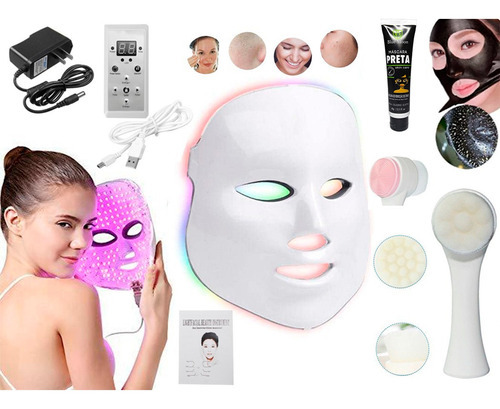 Máscara Led 7 Cores Tratamento Facial Fototerapia Pro